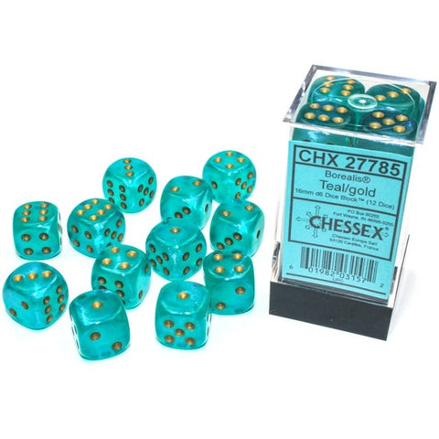 Dice - Chessex - 16mm D6 (12pc) - Borealis