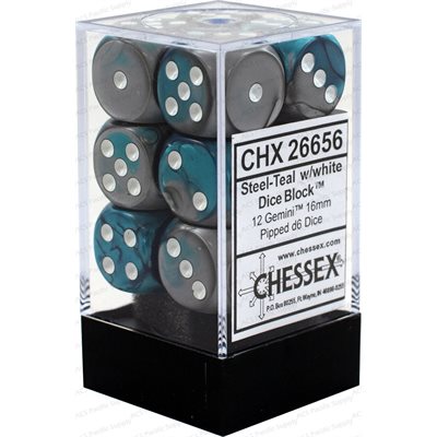 Dice - Chessex - 16mm D6 (12pc) - Gemini