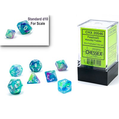Dice - Chessex - Mini Polyhedral (7pc) - Festive | Event Horizon Hobbies CA