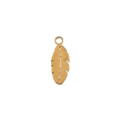 Beading - Sweet & Petite Charms 4x10.7mm Feather Gold Plated  (6pcs)