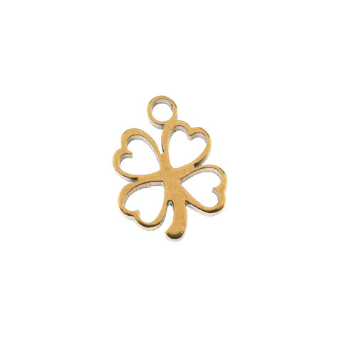 Beading - Sweet & Petite Charms 8.5x10.8mm Clover Gold Plated (6pcs)