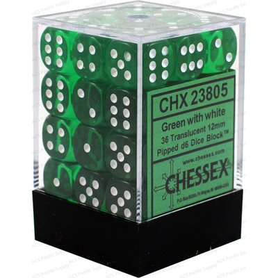 Dice - Chessex - 12mm D6 (36pc) - Translucent