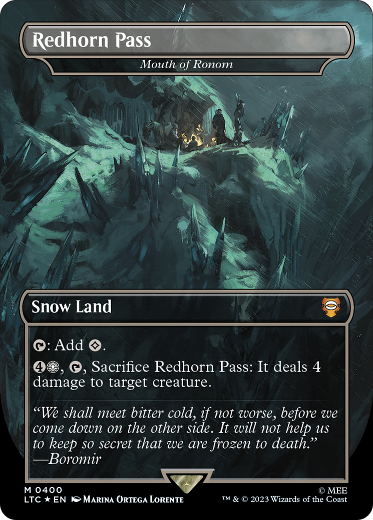 Redhorn Pass - Mouth of Ronom (Borderless) (Surge Foil Realms and Relics) [The Lord of the Rings: Tales of Middle-Earth Commander]