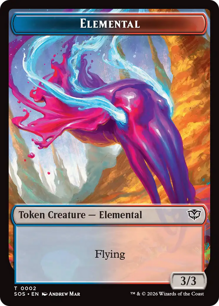 Elemental (0002) // Treasure Double-Sided Token [Secrets of Strixhaven Tokens]
