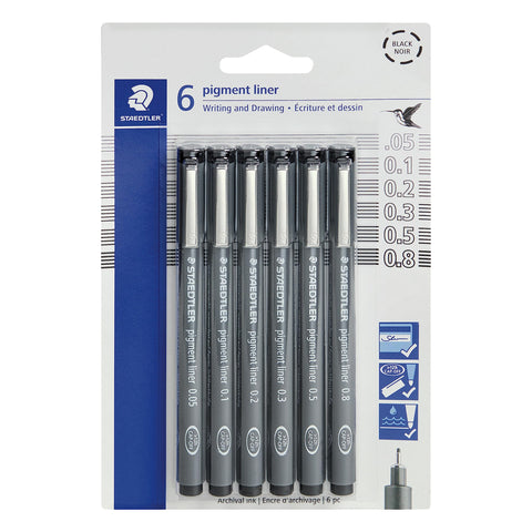 Staedtler - Pigment Liner - Fineliner Black (6pcs)