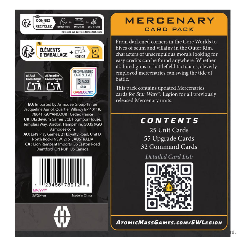 Star Wars: Legion - Legion: Mercenary Card Pack (11/07/2025)