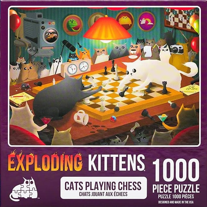 Jigsaw Puzzle - Exploding Kittens - Cats Playing Chess - 500 | Event Horizon Hobbies CA