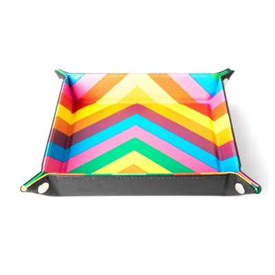 Dice Tray: Leather Backed Fold Up Dice Tray: Leather Rainbow