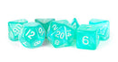 Dice - MDG -ACRYLIC 7 DICE SET STARDUST TURQUOISE 16MM