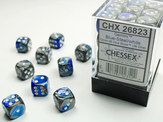 Dice - Chessex - 12mm D6 (36pc) - Gemini | Event Horizon Hobbies CA