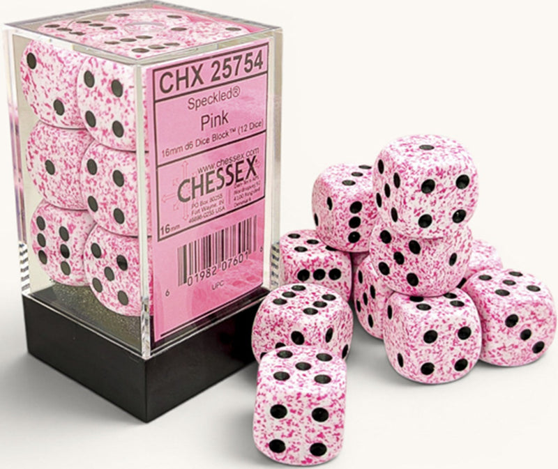 Dice - Chessex - Speckled 12D6 - Pink - 16MM