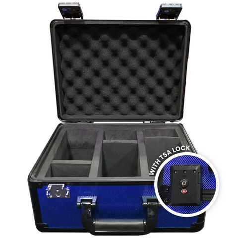 Card Case - Evoretro - Blue Aluminum Graded Card Storage Box (3 Rows - TSA Lock)