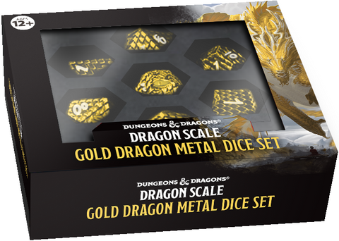 Dice - DND Metal Dice Set - Dragon Scale Gold (7 Dice Set)