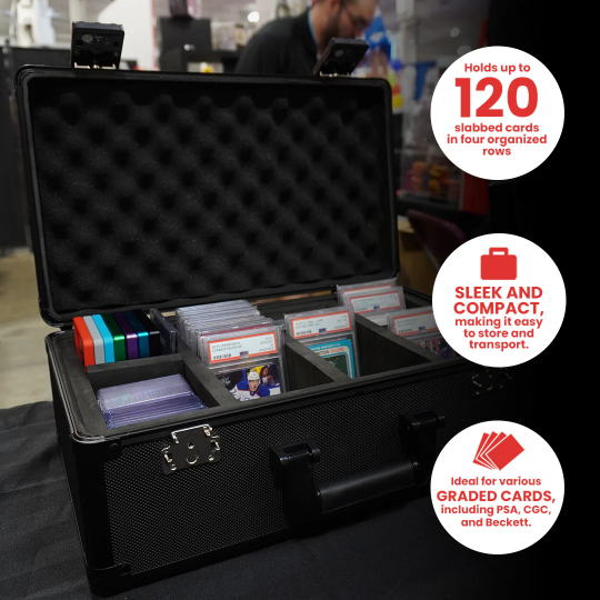 Card Case - Evoretro - Black Aluminum Graded Card Storage Box (4 Rows - TSA Lock)