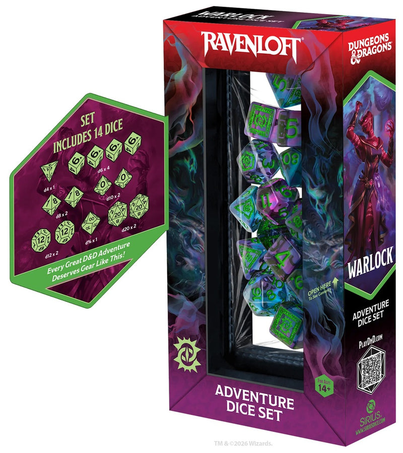Dice - D&D Adventure Dice - Warlock - Green/Purple