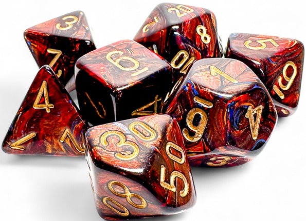 Dice - Scarab 7 - Die Set Mega-Hedral - Blood Red/Gold