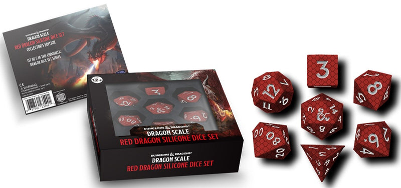 Dice - DND Silicone Dice Set - Scale Red (7 Dice Set)