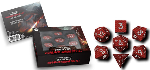 Dice - DND Silicone Dice Set - Scale Red (7 Dice Set)