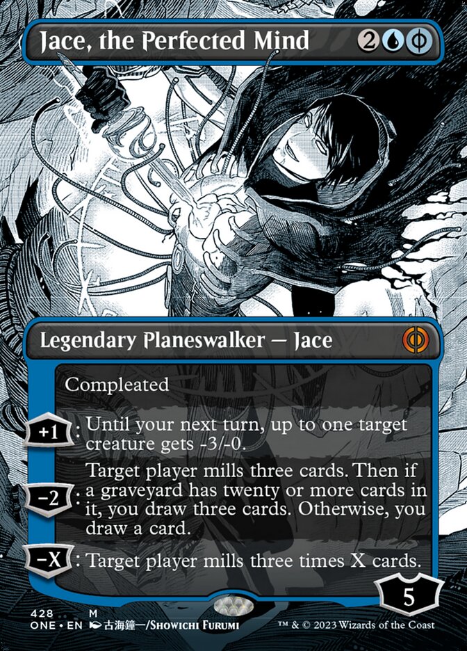 Jace, the Perfected Mind (Borderless Manga Step-and-Compleat Foil) [Phyrexia: All Will Be One] | Event Horizon Hobbies CA