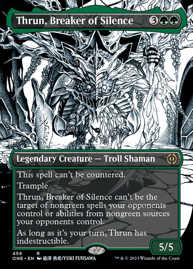 Thrun, Breaker of Silence (Borderless Manga Step-and-Compleat Foil) [Phyrexia: All Will Be One] | Event Horizon Hobbies CA