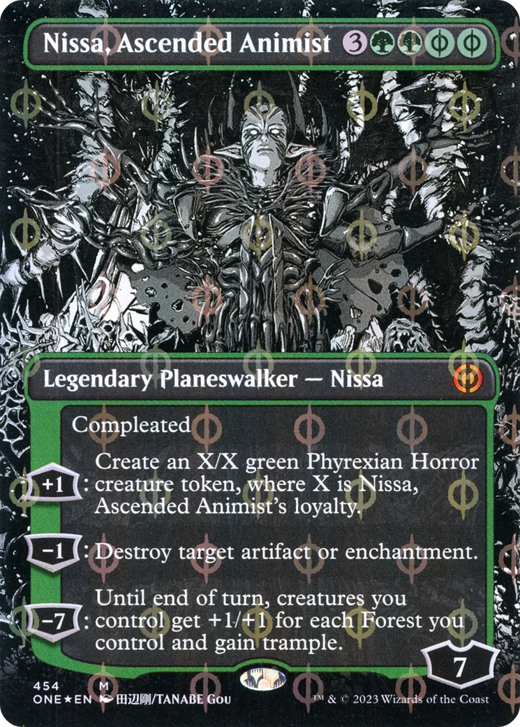 Nissa, Ascended Animist (Borderless Manga Step-and-Compleat Foil) [Phyrexia: All Will Be One] | Event Horizon Hobbies CA