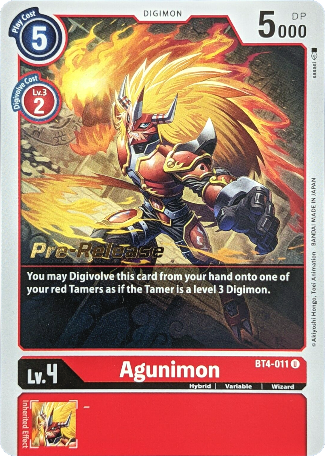 Agunimon [BT4-011] [Great Legend Pre-Release Promos] | Event Horizon Hobbies CA