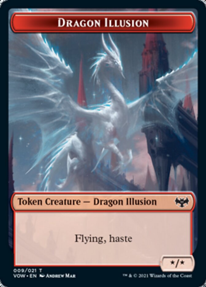 Blood // Dragon Illusion Double-sided Token [Innistrad: Crimson Vow Tokens] | Event Horizon Hobbies CA