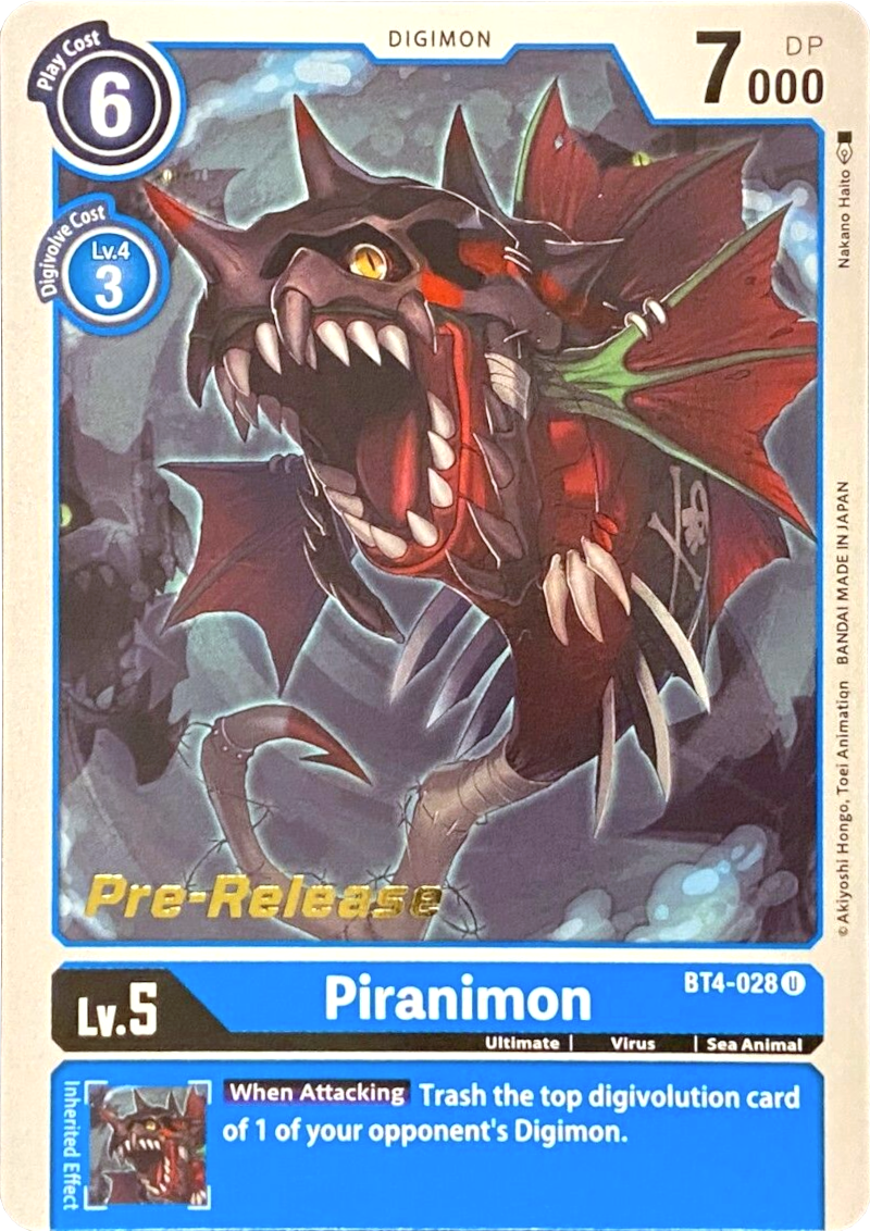 Piranimon [BT4-028] [Great Legend Pre-Release Promos] | Event Horizon Hobbies CA