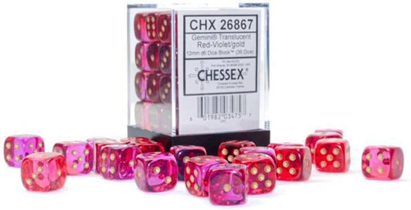 Dice - Chessex - 12mm D6 (36pc) - Gemini