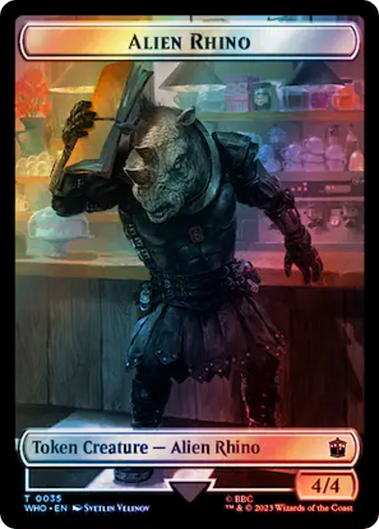 Alien Rhino // Beast Double-Sided Token (Surge Foil) [Doctor Who Tokens] | Event Horizon Hobbies CA