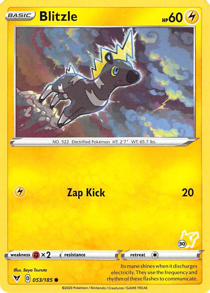 Blitzle (053/185) (Pikachu Stamp #30) [Battle Academy 2022] | Event Horizon Hobbies CA