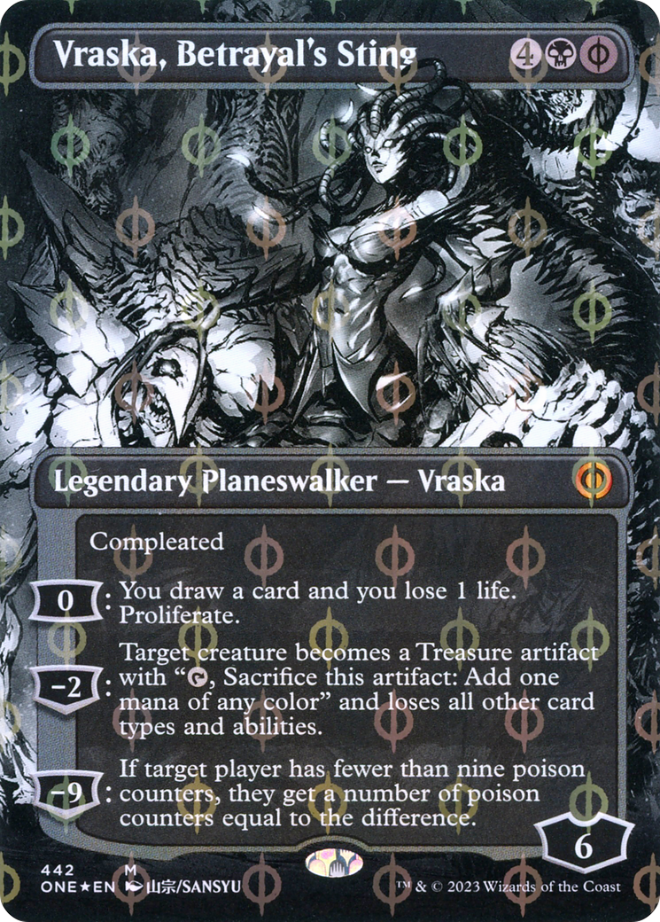 Vraska, Betrayal's Sting (Borderless Manga Step-and-Compleat Foil) [Phyrexia: All Will Be One] | Event Horizon Hobbies CA