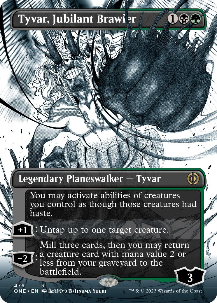 Tyvar, Jubilant Brawler (Borderless Manga Step-and-Compleat Foil) [Phyrexia: All Will Be One] | Event Horizon Hobbies CA