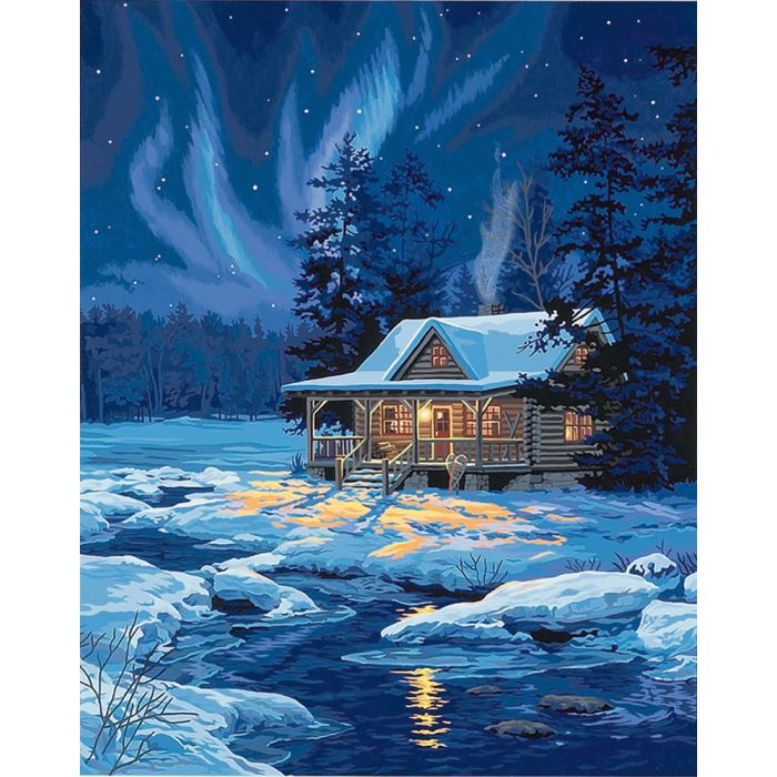 PaintWorks - Paint By Numbers - Moonlit Cabin | Event Horizon Hobbies CA