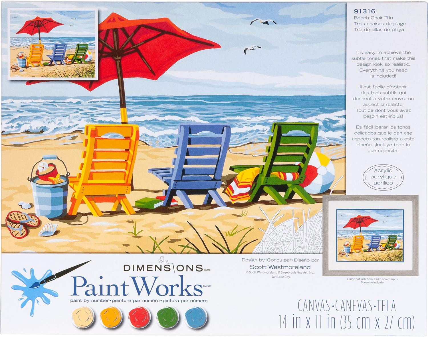 PaintWorks - Paint by Numbers - Beach Chair Trio | Event Horizon Hobbies CA