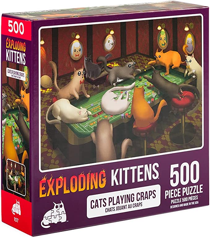 Jigsaw Puzzle - Exploding Kittens - Cats Playing Craps - 500 | Event Horizon Hobbies CA