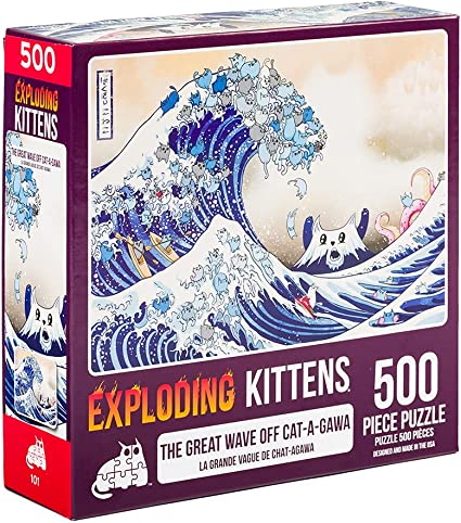 Jigsaw Puzzle - Exploding Kittens - The Great Wave Off Cat-A-Gawa - 500 | Event Horizon Hobbies CA