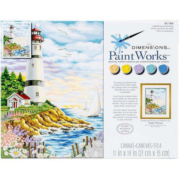 PaintWorks - Paint by Numbers - Lighthouse at Sunrise | Event Horizon Hobbies CA