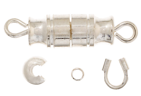 Beading - Fasteners - Torpedo - Silver (2 sets)