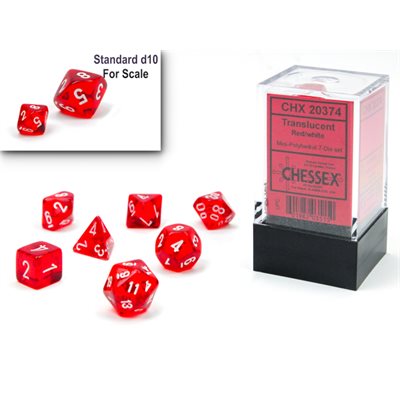 Dice - Chessex - Polyhedral (7pc) Mini - Red / White | Event Horizon Hobbies CA