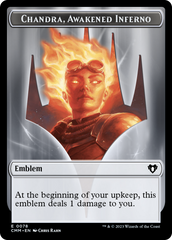 Chandra, Awakened Inferno Emblem // Wizard Double-Sided Token [Commander Masters Tokens] | Event Horizon Hobbies CA