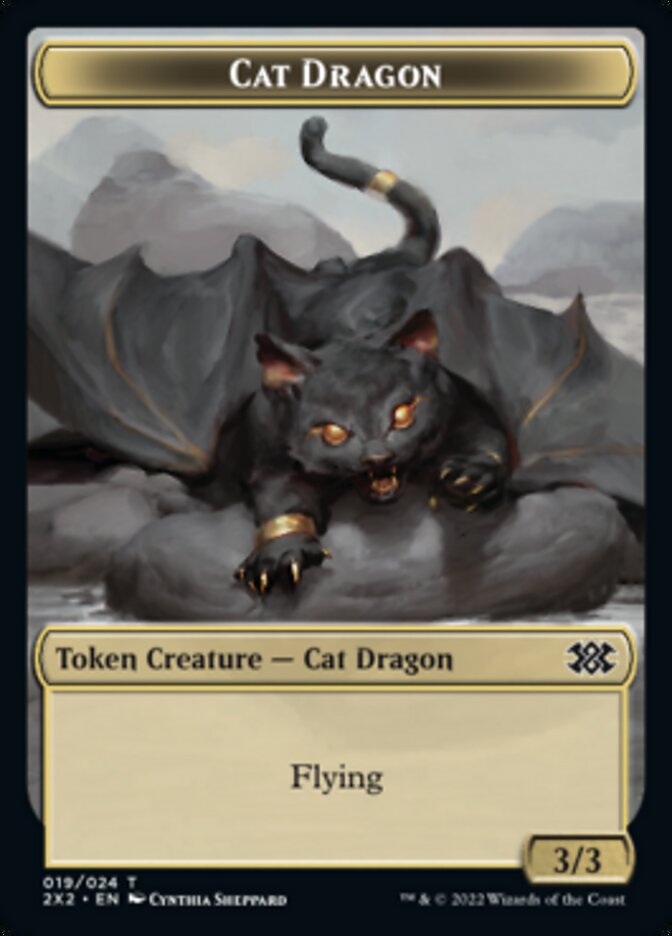 Cat Dragon // Knight Double-sided Token [Double Masters 2022 Tokens] | Event Horizon Hobbies CA