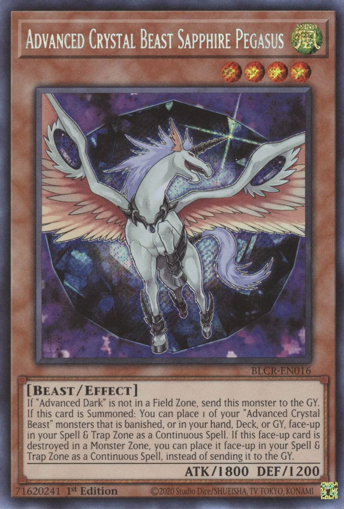 Advanced Crystal Beast Sapphire Pegasus [BLCR-EN016] Secret Rare | Event Horizon Hobbies CA