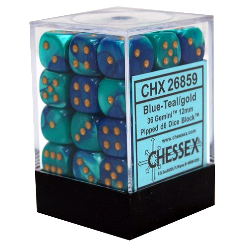 Dice - Chessex - 12mm D6 (36pc) - Gemini | Event Horizon Hobbies CA