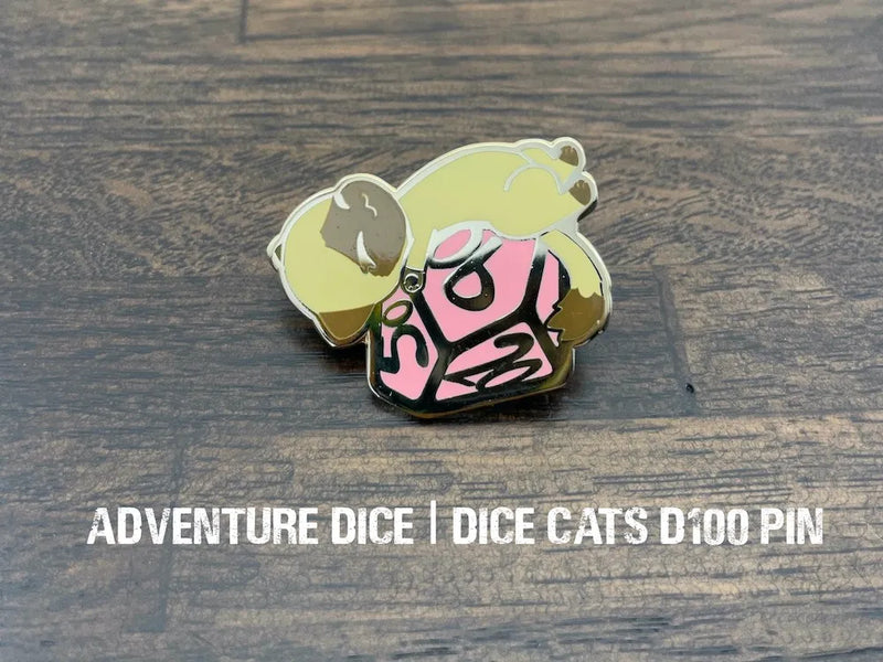 Adventure Dice: Enamel Cat and Dice Pins