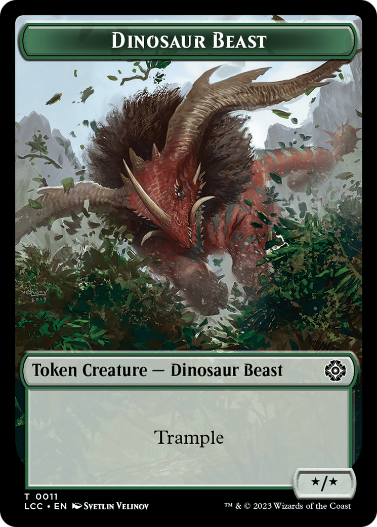 Dinosaur Beast // Dinosaur Double-Sided Token [The Lost Caverns of Ixalan Commander Tokens] | Event Horizon Hobbies CA
