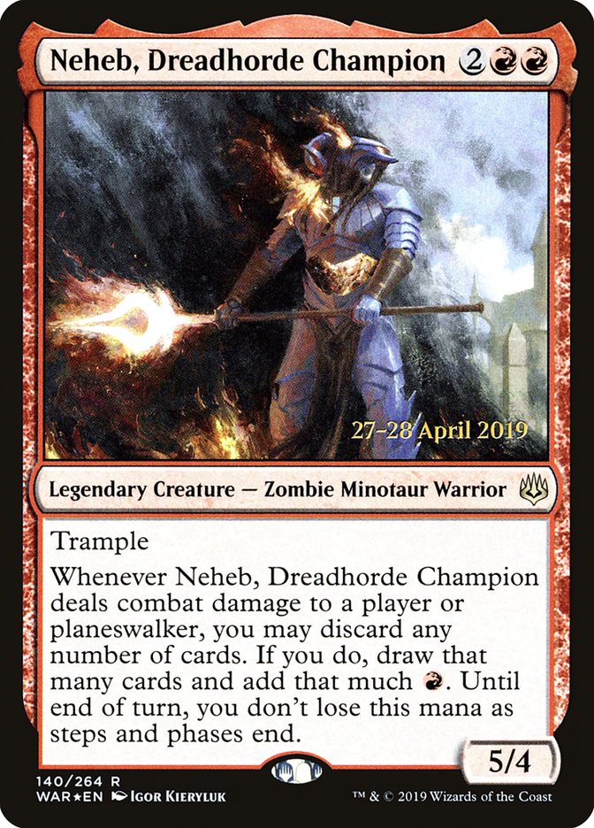 Neheb, Dreadhorde Champion  [War of the Spark Prerelease Promos] | Event Horizon Hobbies CA