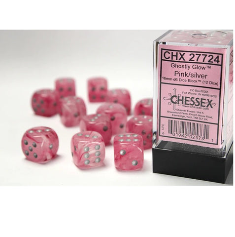 Dice - Chessex Dice Set: 12mm D6 (36pc) - Ghostly Glow