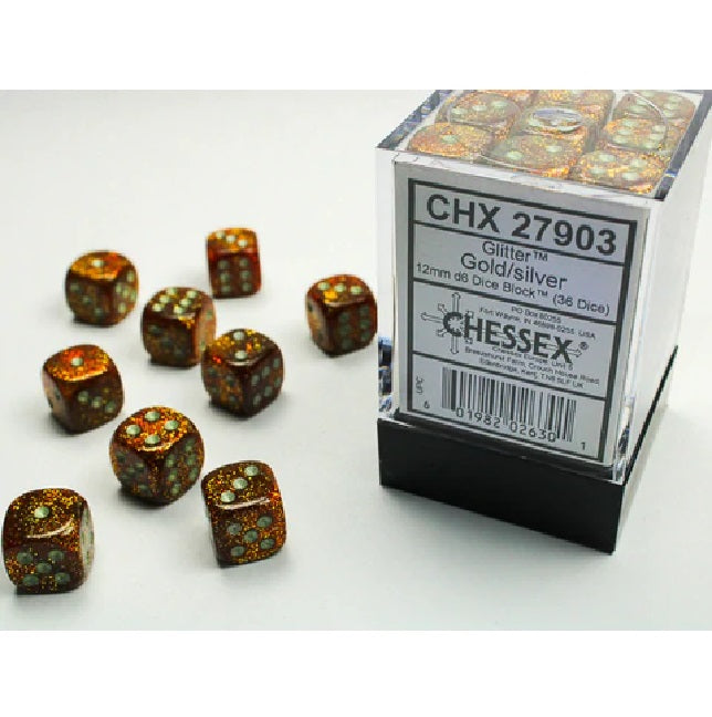 Dice - Chessex - 12mm D6 (36pc) - Glitter