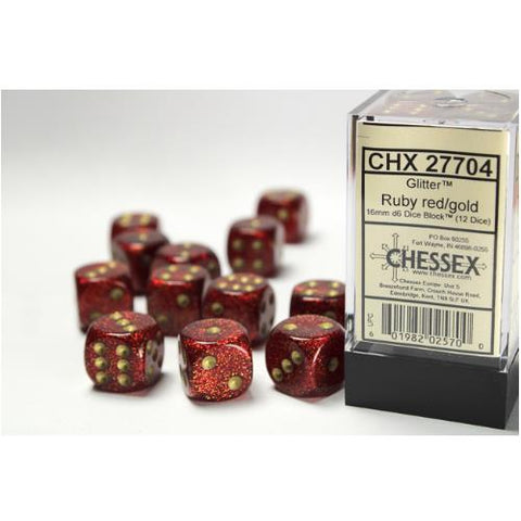 Dice - Chessex - 16mm D6 (12pc) - Glitter